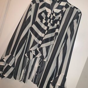 NEW Striped Button down with ruffles!